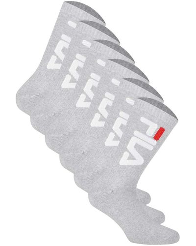 Fila Unisex socken 6 paar tennissocken, crew socks, frottee, sport, logo - 43-46 - Mettallic