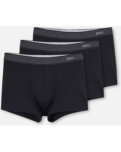 Dagi E, kompakte, dreiteilige, schlichte boxershorts - Schwarz