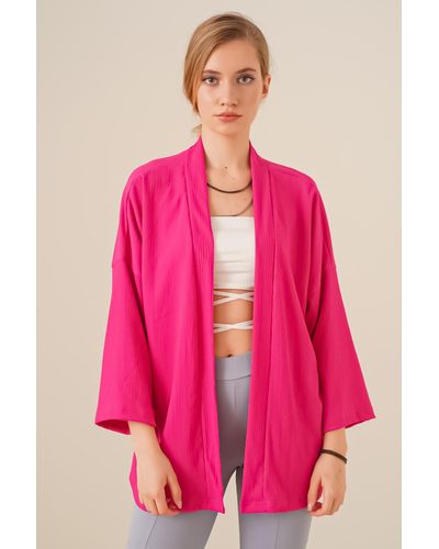 Bigdart 5862 gestrickter kimono – fuchsia - Pink