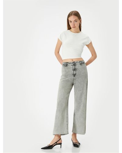Koton Bequeme jeans mit hoher taille und dehnbarer tasche sandra jeans - Weiß