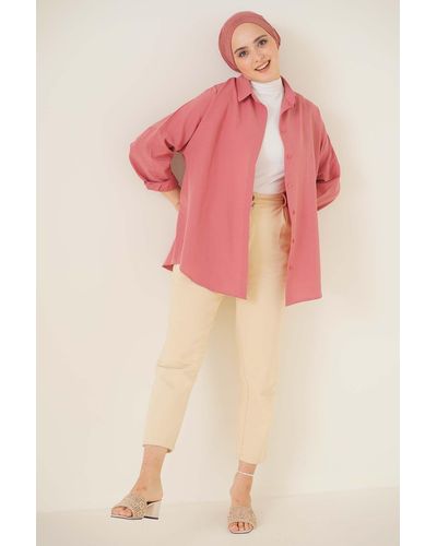 Bigdart 103901 übergroßes basic hijab-shirt staubige rose - Pink