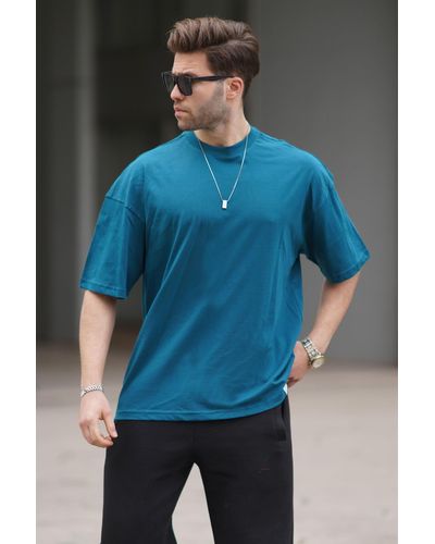 Madmext Petroles oversize fit basic t-shirt - Blau