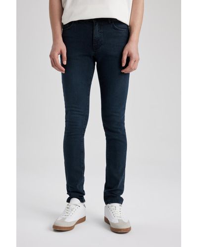 Defacto Super skinny fit schmalste passform normale taille extra schmales bein jeanshose c0567ax23au - Blau