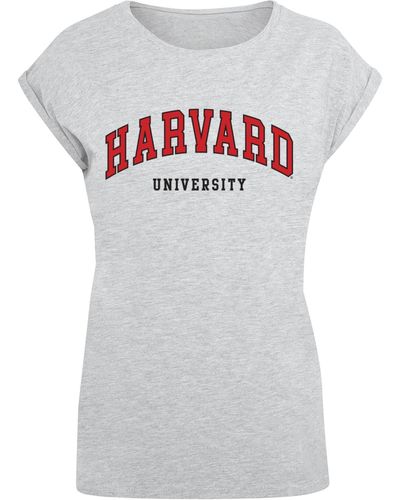 Merchcode Ladies harvard university script t-shirt - Grau