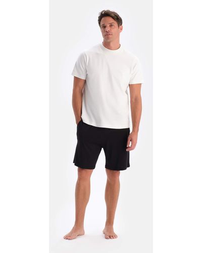Dagi Burgunderrot-schwarze shorts aus doppelt gestricktem baumwoll-modal