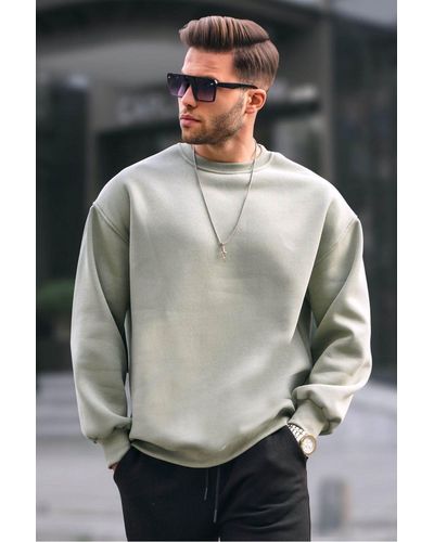Madmext Mintes oversize-basic-sweatshirt mit rundhalsausschnitt - Grau
