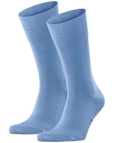 FALKE Socken 2er pack tiago, strümpfe, baumwolle, logo, lang, einfarbig - Blau