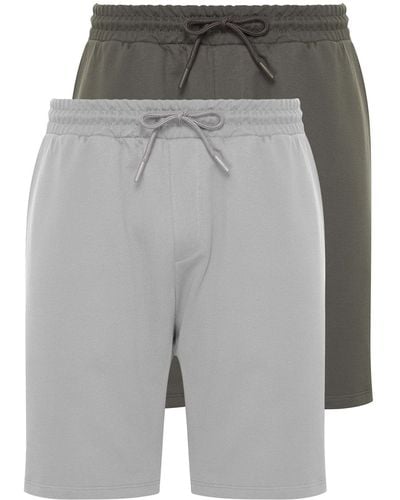 Trendyol Anthrazit-graue, bequeme shorts aus 100 % baumwolle im 2er-pack, reguläre passform,