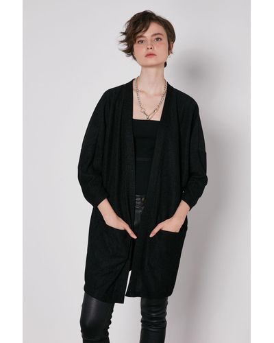 Vitrin Lockerer cardigan aus chenille-stoff mit taschen - Schwarz