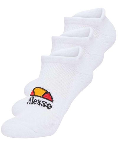 Ellesse Unisex sneaker socken, 3 paar rebi, trainer liner, sport, logo - 41-46 - Weiß