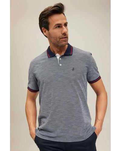 Defacto Kurzarm-t-shirt mit polokragen in normaler passform x7126az23sm - Grau