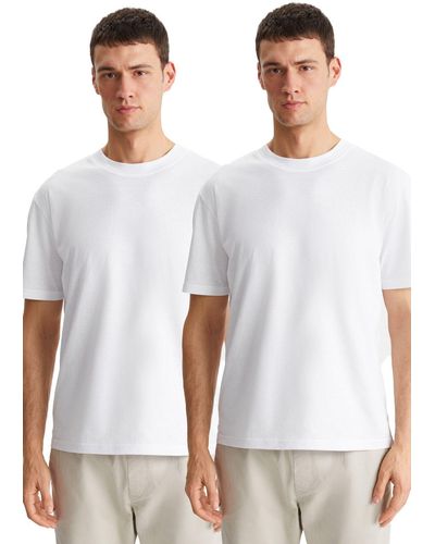 Grimelange Daxton t-shirt, 100 % baumwolle, 2er-pack, kurzärmlig, normale passform, bedruckt, - Weiß