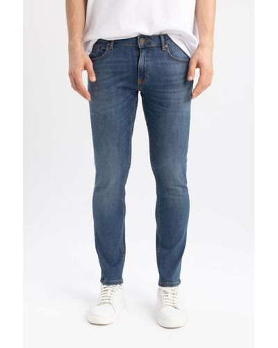 Defacto Carlo skinny fit jeans mit extra enger passform und normaler taille sowie extra schmalem bein b4671ax24sp - Blau