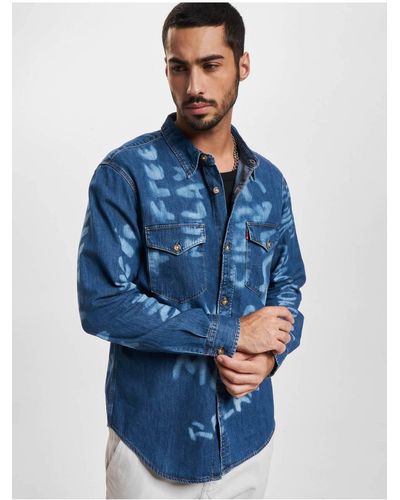 Levi's Levi's relaxed fit western langarmhemd - m - Blau