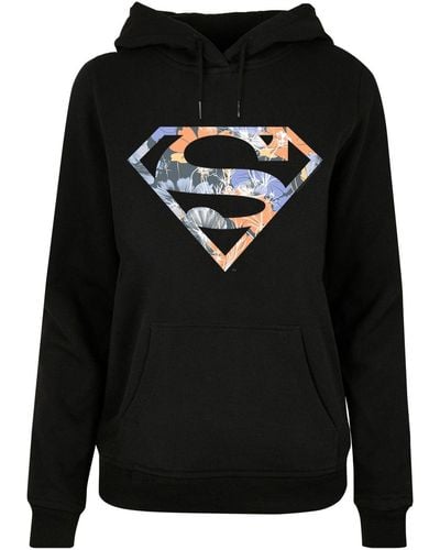 F4NT4STIC Superman floral logo 2 und superman branding s22 mit ladies basic hoody - Schwarz