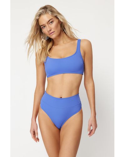 Trendyol Saks strapless high waist high leg regular bikini set - Blau