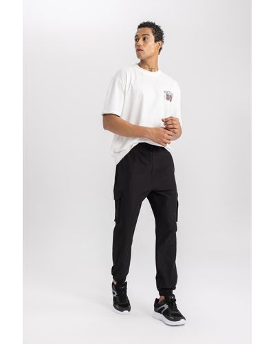 Defacto Fit standard fit cargo pocket woven sports jogger c0043ax24sp - Weiß