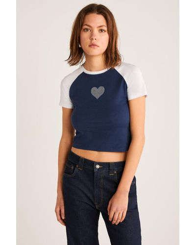 Grimelange Vane t-shirt, 100 % baumwolle, kurz, marineblau/weiß