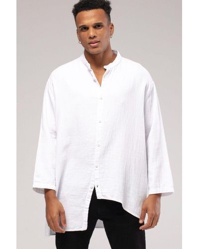 XHAN Es asymmetrisches hemd mit stehkragen 3kxe2-46725-01 - Weiß