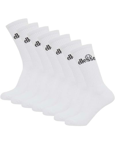Ellesse Unisex sport-socken, 7 paar trego sport sock, crew socks, tennis, ripp-bündchen, logo - 47-48 - Weiß