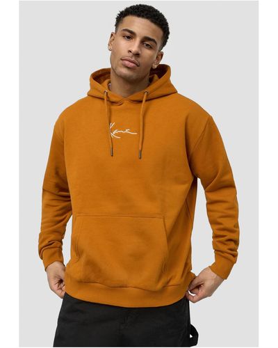 Karlkani Km-hd011-025-02 kk small signature essential hoodie cognac - Orange