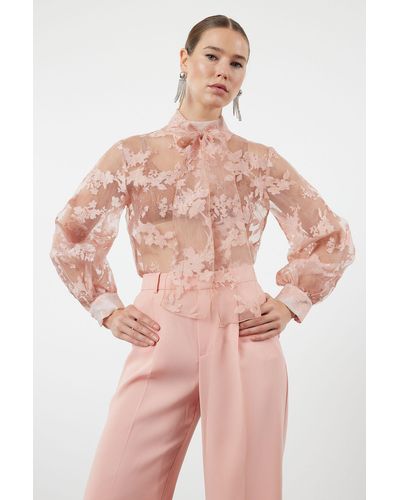 Trendyol Bluse zum binden mit puderblumenmuster - Pink