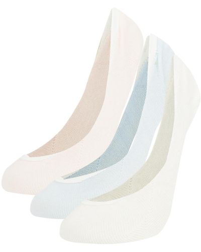 Defacto 3-teilige ballerinasocken aus baumwolle a0369axns - Weiß