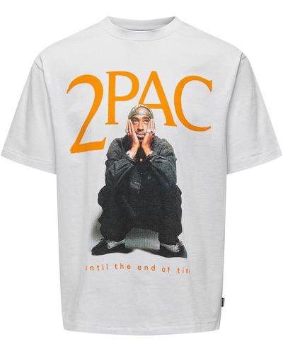 Only & Sons T-shirt tupac kurzarmshirt mit frontprint relaxed fit - Weiß