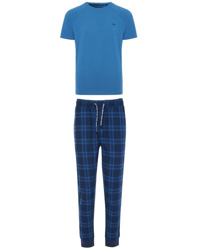 Threadbare Pyjama kariert - Blau