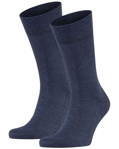 FALKE Socken 2er pack sensitive london, strümpfe, uni, baumwollmischung - Blau