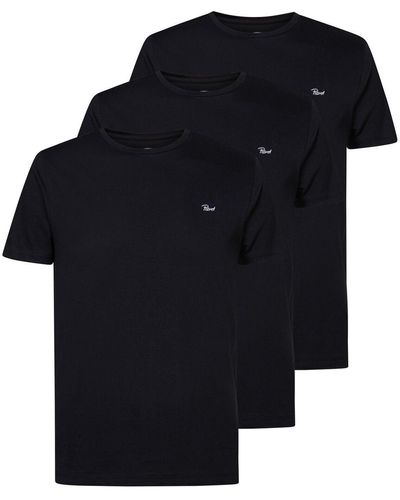 Petrol Industries Shirt basic-shirts im 3er pack mit rundhalsausschnitt - Blau