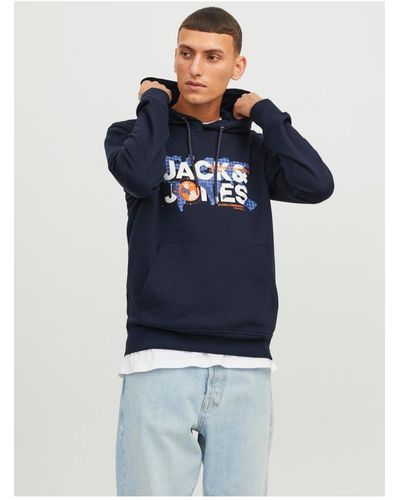 Jack & Jones Sweatshirt mit kapuze und logo – staub – – bs - Blau