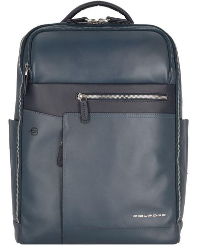 Piquadro Cary rucksack leder 40 cm laptopfach - Blau