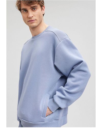 Mavi Es sweatshirt mit rundhalsausschnitt und taschen -86802 - Blau