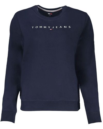 Tommy Hilfiger Tommy jeans sweatshirt mit linearem logo, normale passform - Blau