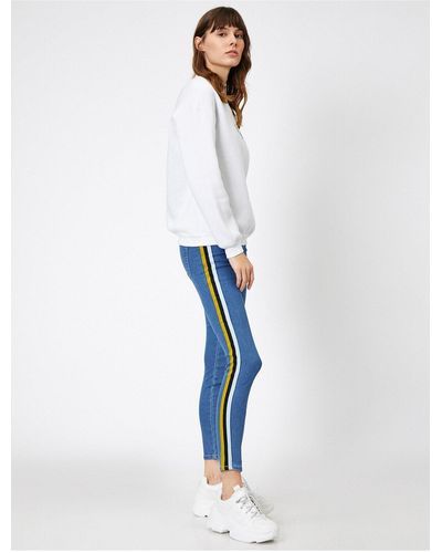 Koton Carmen jean – slim-fit-hose mit hoher taille und schmalem bein - Blau
