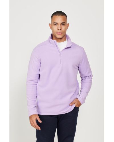 AC&Co / Altınyıldız Classics Farbenes anti-pilling-fleece-sweatshirt mit standard-passform und stehkragen - Lila
