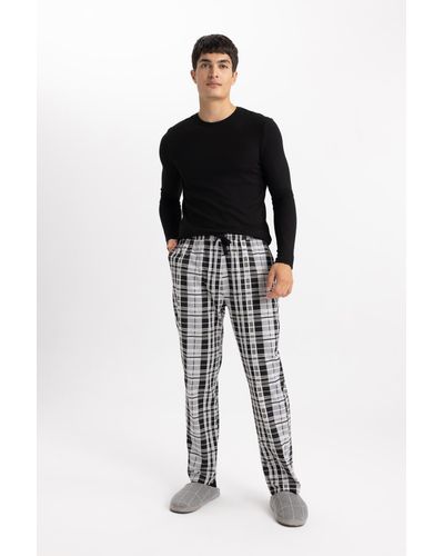 Defacto Pyjamahose mit normaler passform und taschen - Schwarz