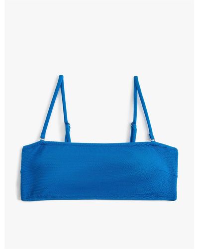 Koton Strukturiertes trägerloses bikinioberteil – mit abnehmbaren trägern bedeckt - Blau
