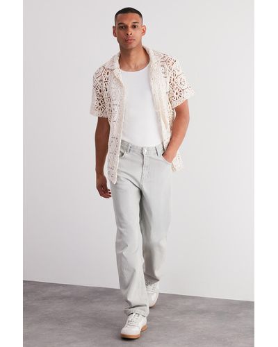 Trendyol Strick-look-hemd in limitierter auflage - Weiß