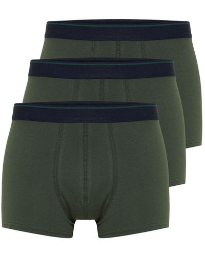 Trendyol Farbene, einfarbige baumwoll-boxershorts im 3er-pack - Grün
