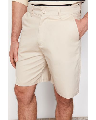Trendyol Steinfarbene chino-shorts mit normaler passform - Natur