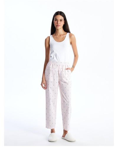 LC Waikiki Gemusterte pyjamahose mit elastischem bund - Weiß