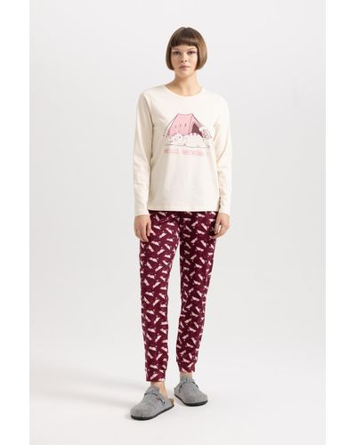 Defacto Langarm-pyjama-set "fall in love" mit aufdruck - Rot
