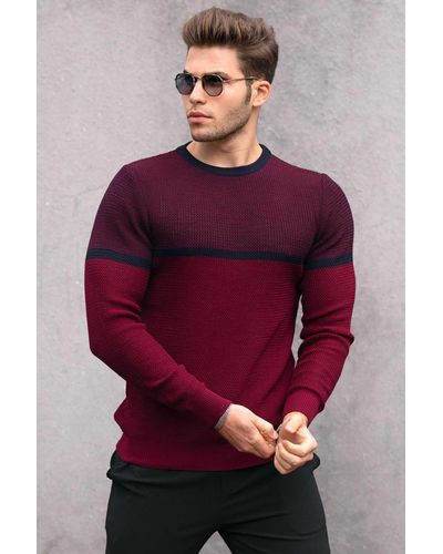 Madmext Weinroter farbblock-pullover - Lila