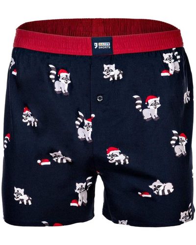 HAPPY SHORTS Web-boxershorts x-mas, amerikanische boxershorts, weihnachtsprint - Blau