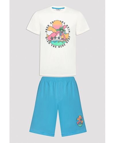 Penti Mehrfarbiges pyjama-set mit shorts "ocean" - Blau