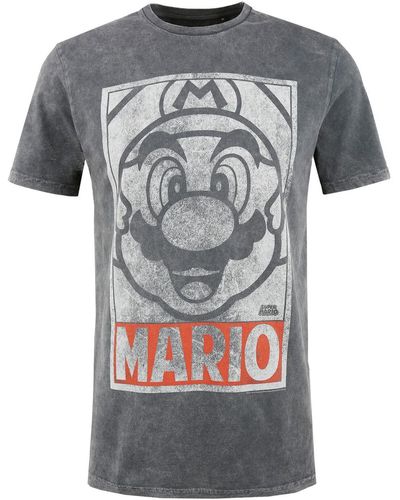 Re:Covered T-shirt super mario vintage ton-in-ton-gesicht - Grau