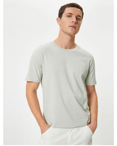 Koton Slim fit rundhals kurzarm basic t-shirt - Weiß