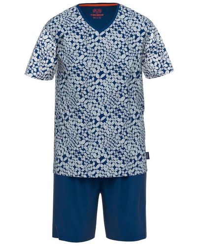 Ceceba Schlafanzug, 2-tlg. set shorty, kurz, v-ausschnitt baumwolle - Blau